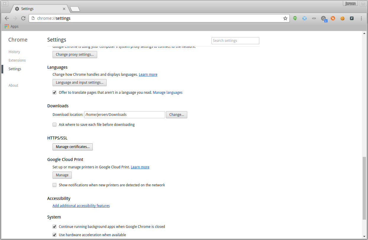 Chrome click on advanced settings and go to certificates